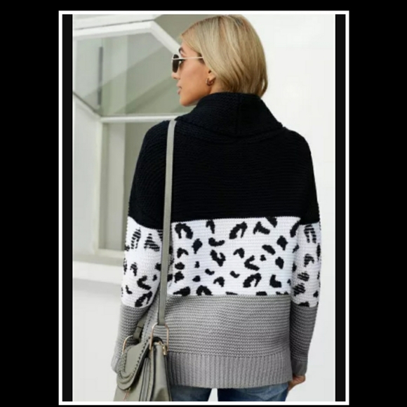 ‼️CLEARANCE PRICE FIRM‼️Black Turtleneck Splicing Chunky Sweater🖤 - Picture 2 of 11